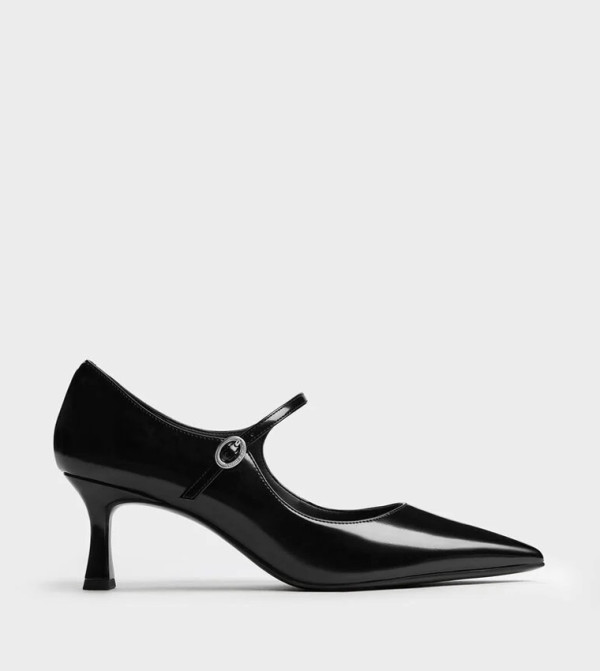 Glossy Pointed Toe Mary Jane Pumps