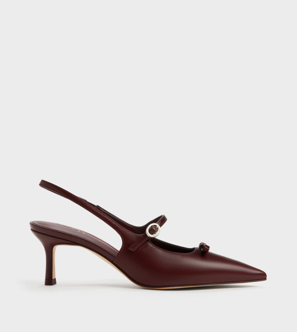 SONALI Solid Bow Detail Slingback Pumps