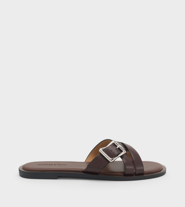 ANITA Solid Buckle Detail Flat Sandals