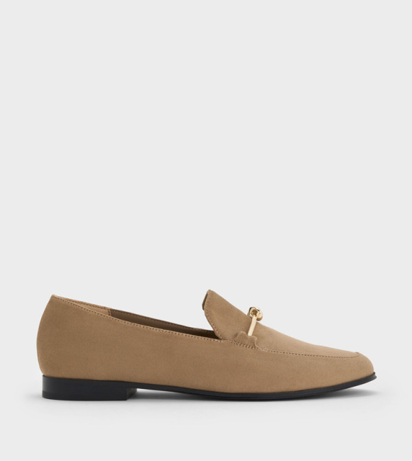 Faux Suede Metal Detail Loafers
