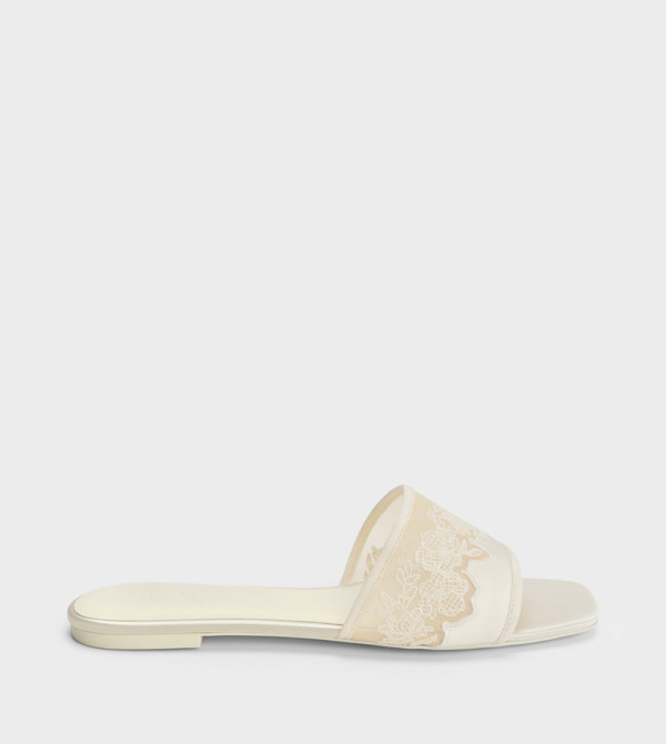 Floral Embroidered Square Toe Flat Sandals