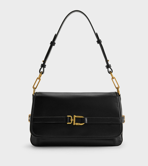 GWYNNE Metallic-Buckle Belted Shoulder Bag