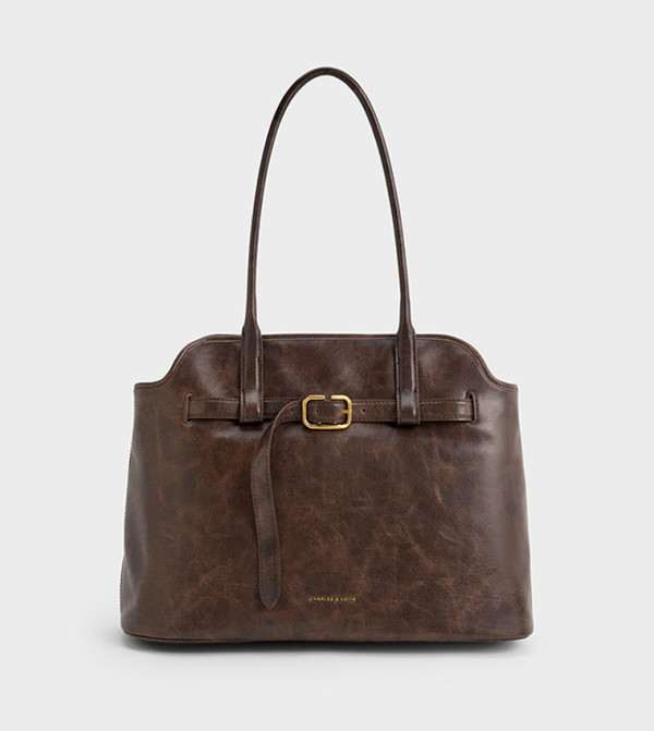 VICTORIA Belted Trapeze Tote Bag