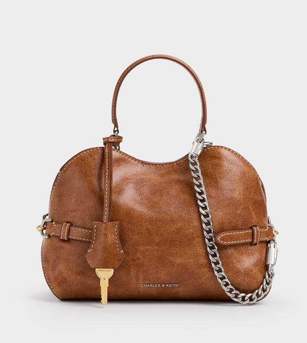 DELFINA Chain Side-Belt Satchel Bag