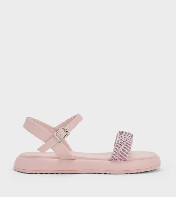 Crystal Pearl Embellished Flat Sandals