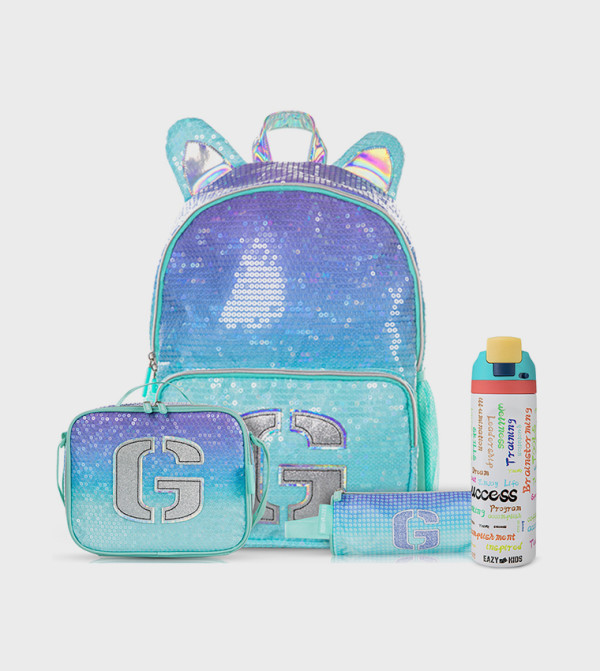 Girl Glitter School Bag Set with Stainless Steel Water Bottle