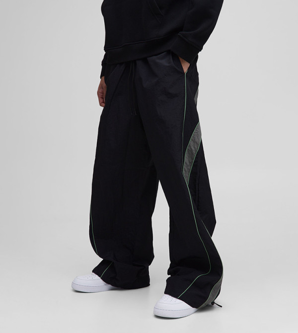 Elasticated Waist Piping Detail Parachute Pants