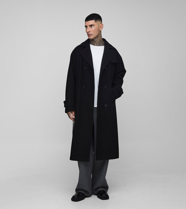 Tall Oversized Double Breasted Trench Overcoat