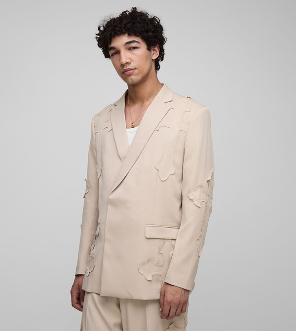 Cross Applique Long Sleeves Blazer