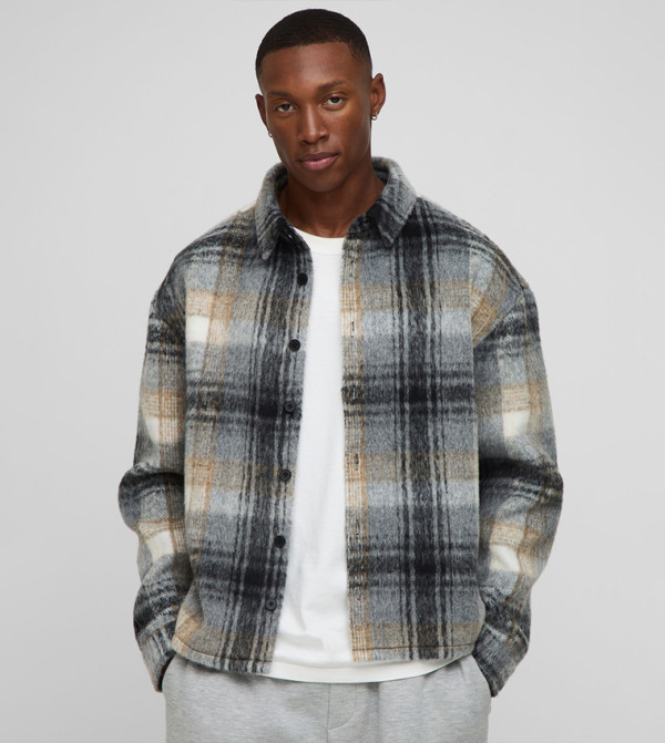 Plaid Brushed Oversized Overshirt