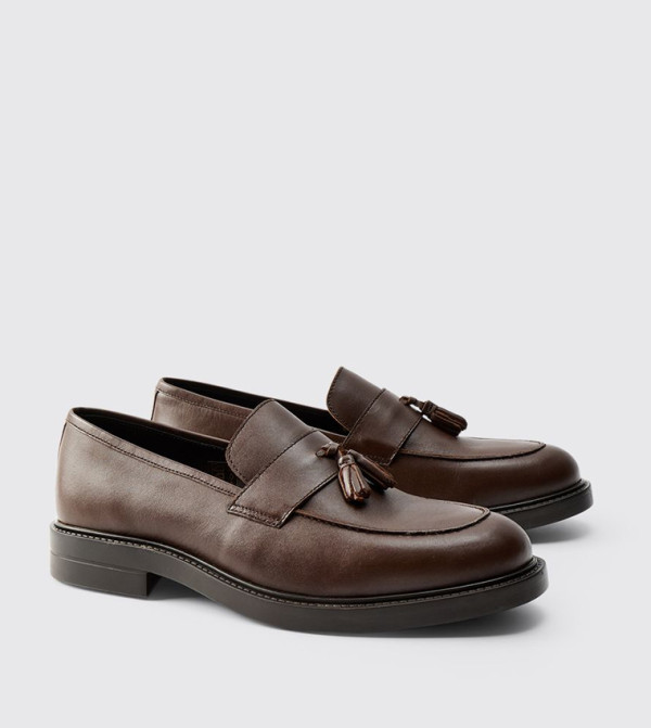 Real Leather Tassel Loafers