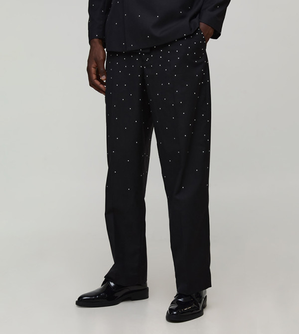 Rhinestone Embellished Relaxed Fit Trousers