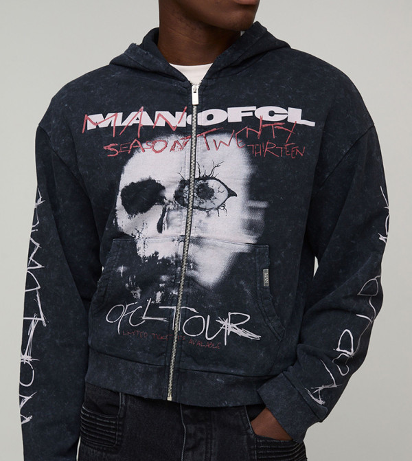 Premium Ofcl Skull Printed Oversized Hooded Jacket