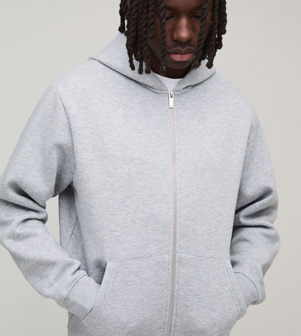 Solid Regular Zip-Through Hooded Jacket