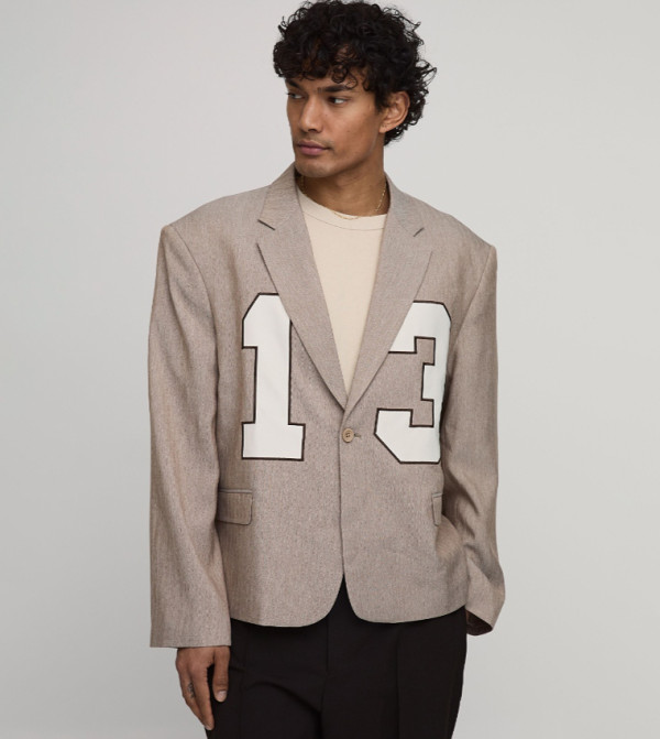 Herringbone Applique Oversized Blazer