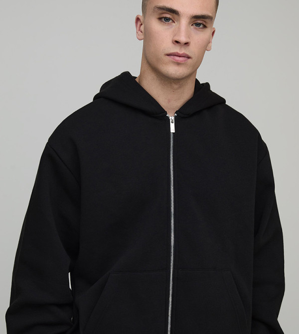 Zip-Through Oversized Hooded Jacket