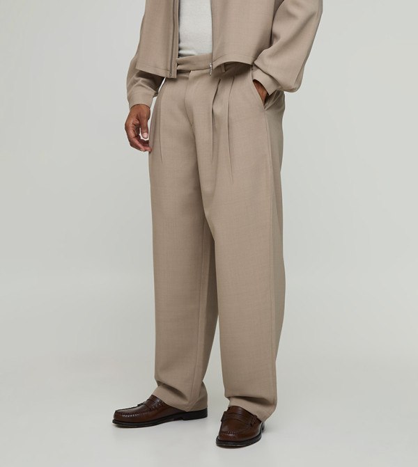 Double Pleated Relaxed Fit Tailored Trousers