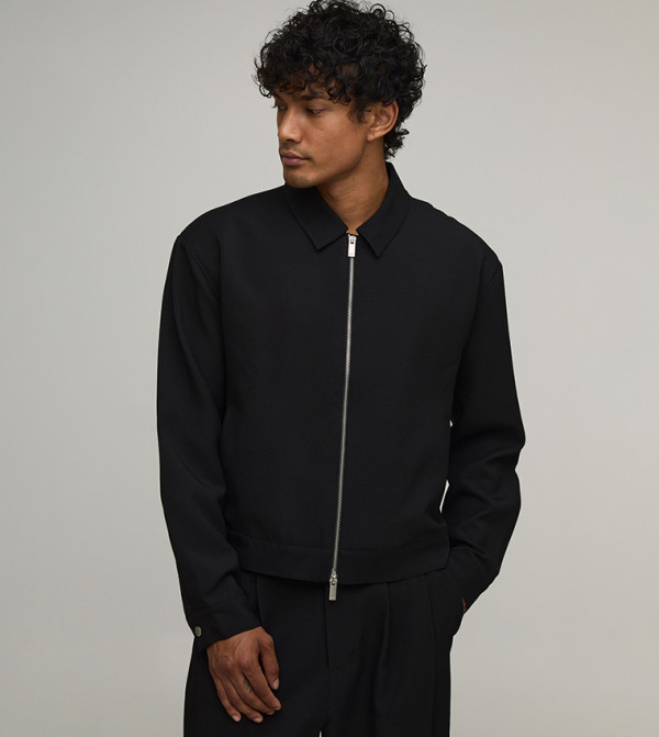 Back Pleated Tailored Boxy Fit Harrington Jacket