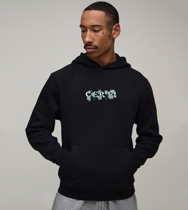Floral Chest Embroidered Hoodie