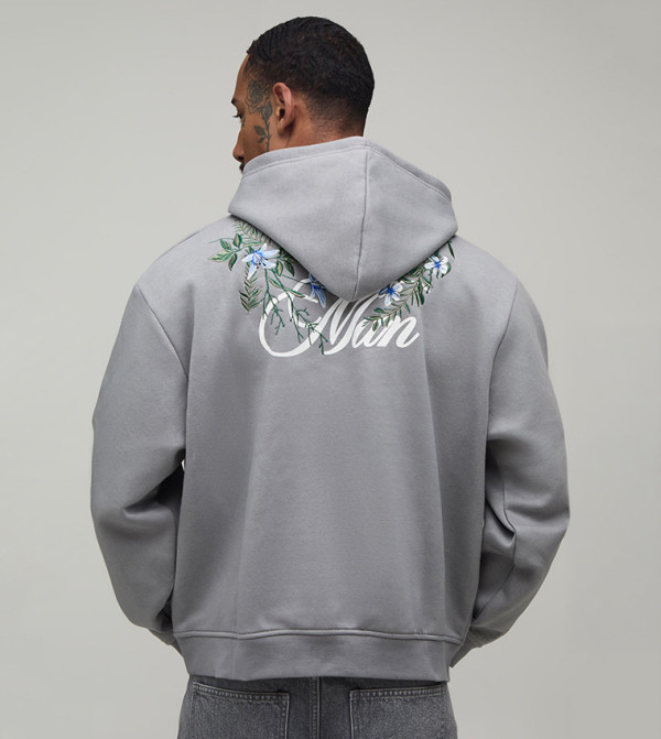 Floral Embroidered Oversized Hoodie