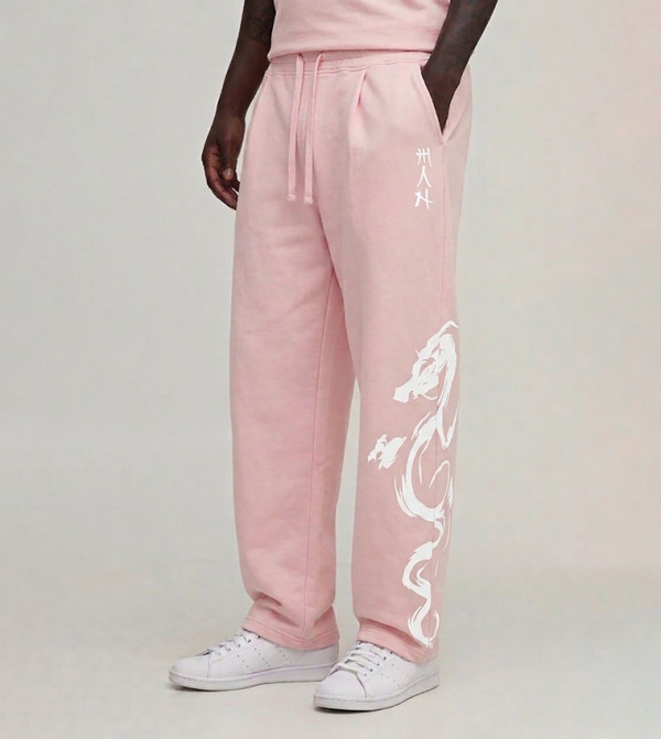 Dragon Printed Washed Balloon Fit Sweatpants