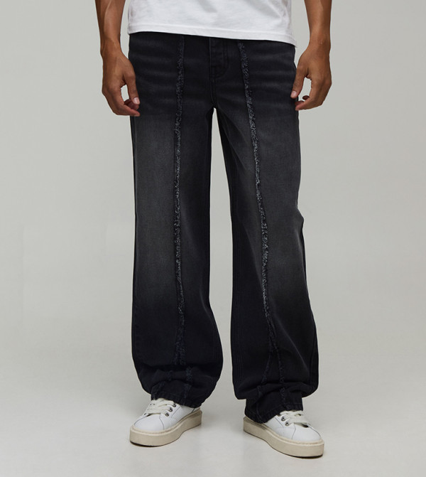 Patchwork Relaxed Fit Stacked Jeans