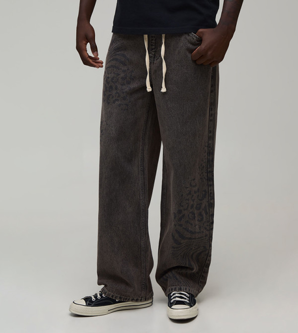 Animal Print Relaxed Fit Jeans
