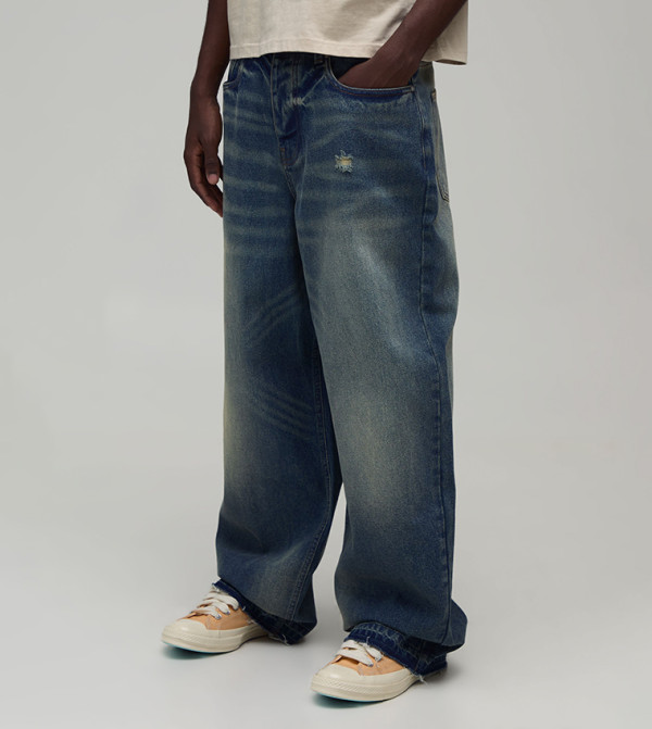 Fleur De Lis Applique Super Baggy Fit Jeans