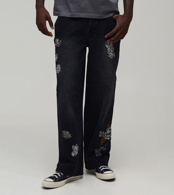Mono Floral Relaxed Fit Jeans