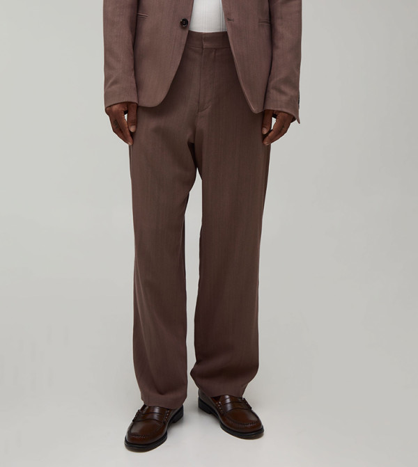 Linen Look Relaxed Fit Tailored Trousers