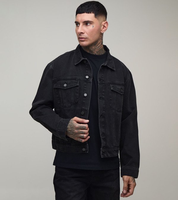 Plus & Tall Solid Oversized Denim Jacket