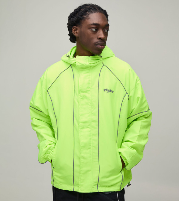 Piping Hooded Regular Fit Cagoule Jacket