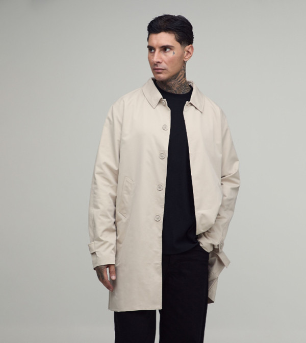 Tall Single Breasted Poly Twill Mac Jacket