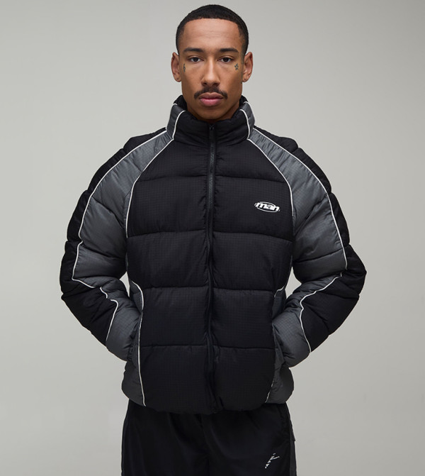 Colorblock Regular Fit Raglan Puffer Jacket