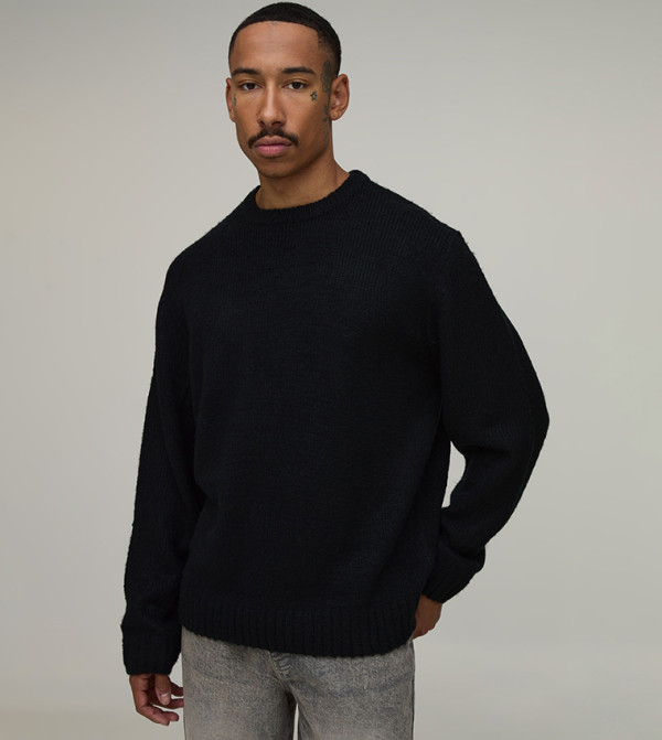 Crew Neck Brushed Knitted Sweater