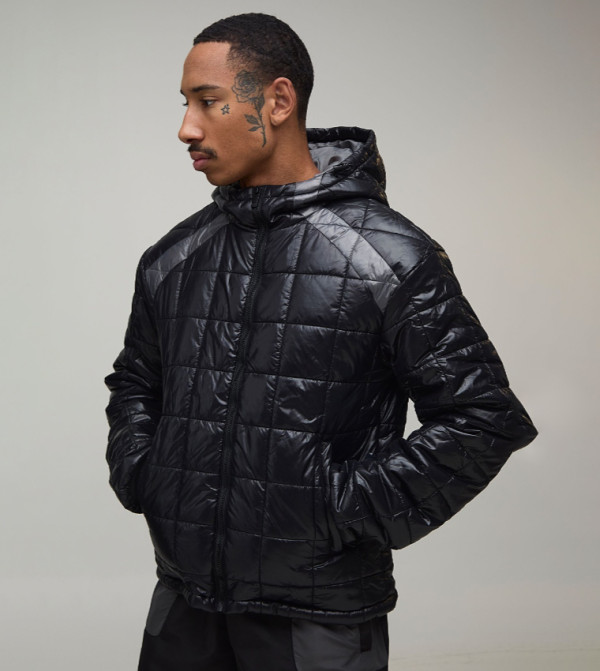 Color Block Lightweight Hooded Puffer Jacket