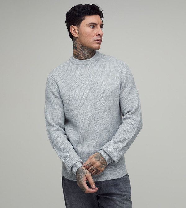 Tall Ribbed High Neck Knitted Sweater