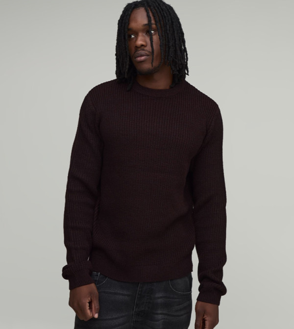 Tall Ribbed Crew Neck Knitted Sweater