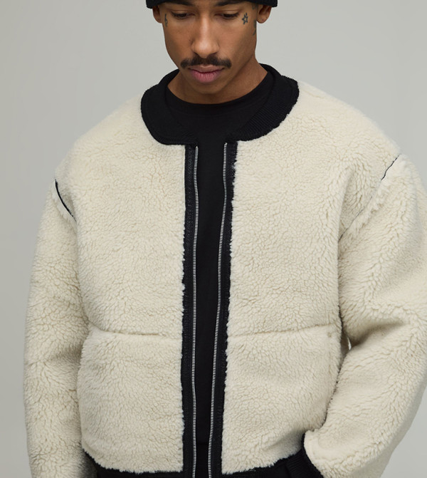 Regular Fit Reversible Bonded PU Borg Bomber Jacket