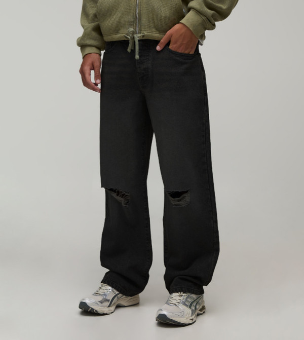Ripped Knee Relaxed Fit Jeans
