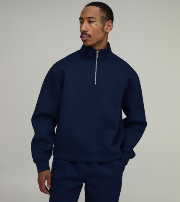 1/4 Zip High Neck Scuba Oversized Sweatshirt