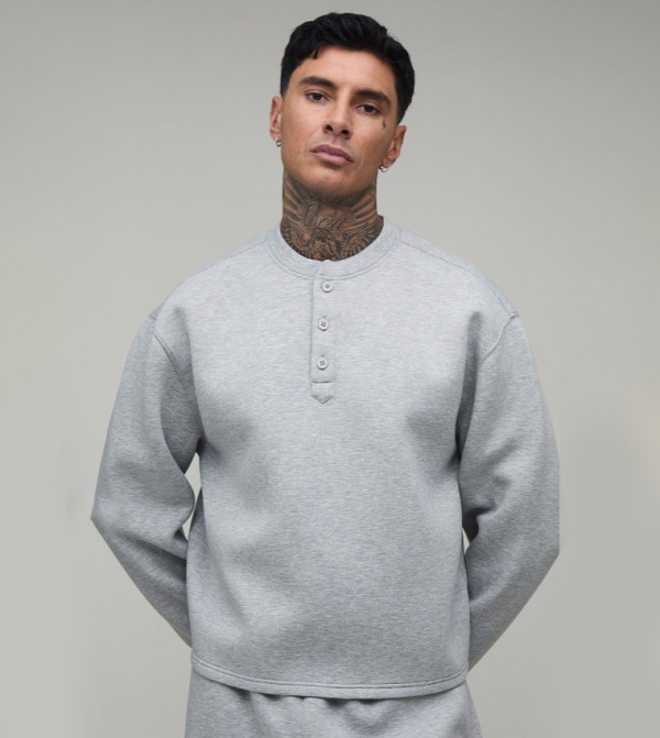 Tall Scuba Henley Neck Boxy Sweatshirt