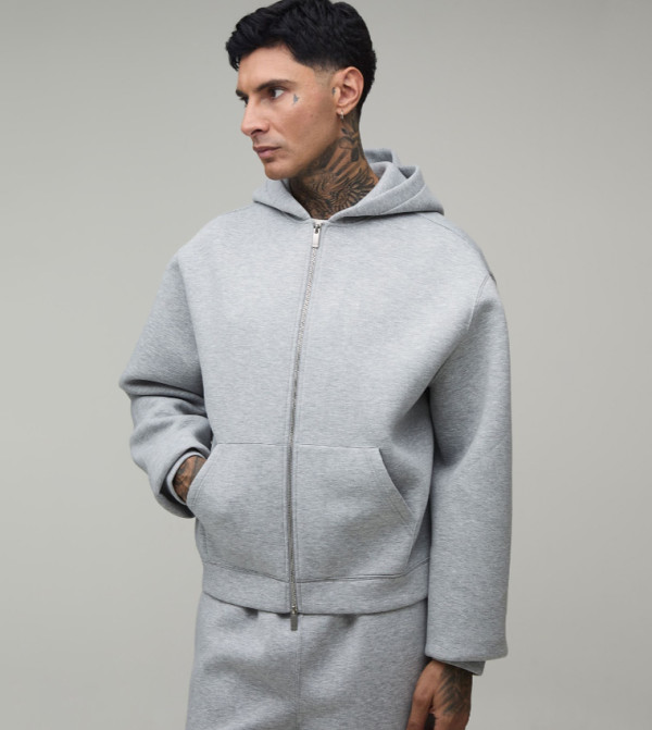 Tall Zippered Scuba Oversized Hooded Jacket