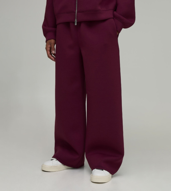 Elastic Waist Wide Leg Scuba Sweatpants