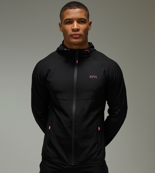 Neon Logo Print Windbreaker Jacket