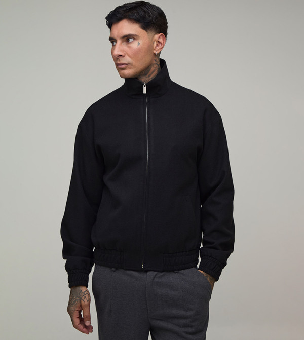 Plus & Tall Regular Fit Contrast Collar Funnel Fold Harrington