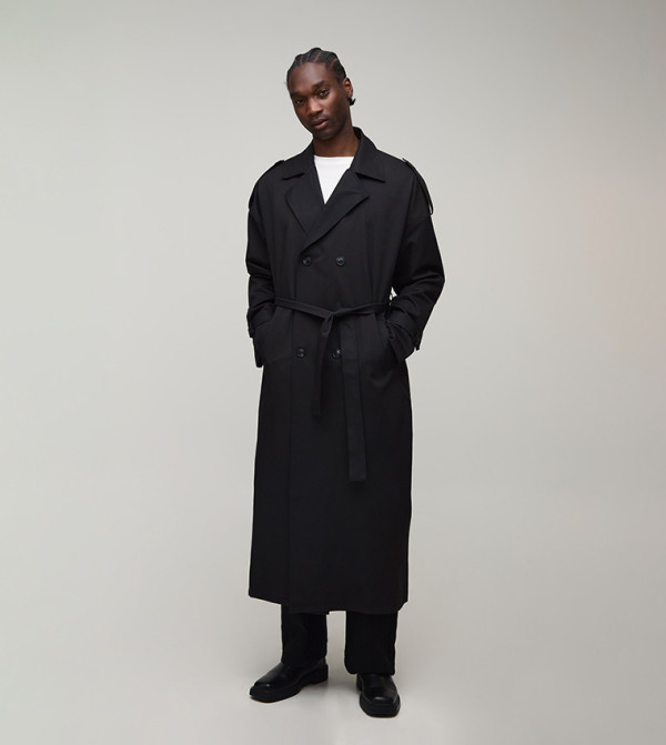 Plus & Tall Solid Twill Oversized Trenchcoat
