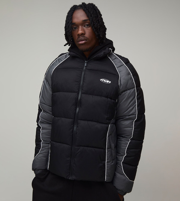 Plus & Tall Colorblock Regular Fit Raglan Puffer Jacket
