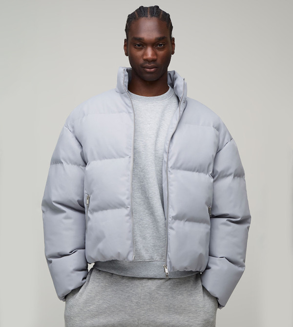 Plus & Tall Boxy Fit Midweight Padded High Neck Puffer Jacket