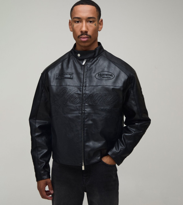 Tumbled PU Homme Moto Jacket